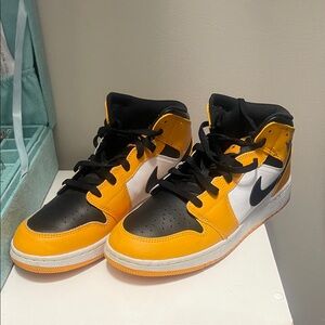 Nike Kids High-Top Sneakers in Black, White, and Orange